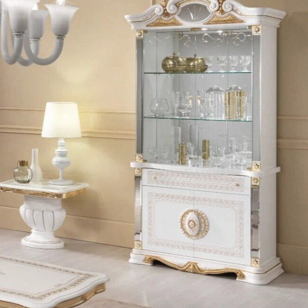 New Betty 2 Doors white/Gold Italian High Gloss Display Cabinet From Ben Company