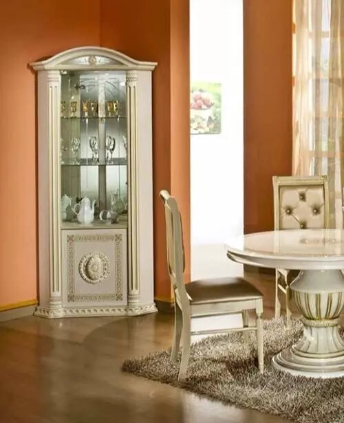 Rosella Italian Beige and Gold Corner Vitrine/Display Cabinet H2O Design £759