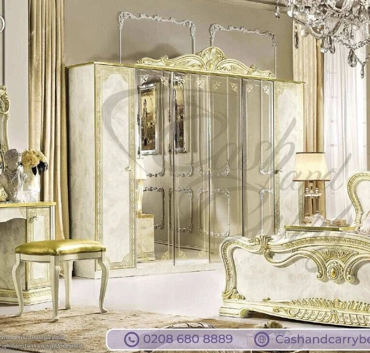 Leonardo Italian Ivory/Gold Bedroom Set or Separatly Items by Camel Group Italy