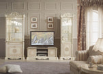 Greta Stunning Italian High Gloss Single Doors Vitrine/Cabinet Beige/Gold