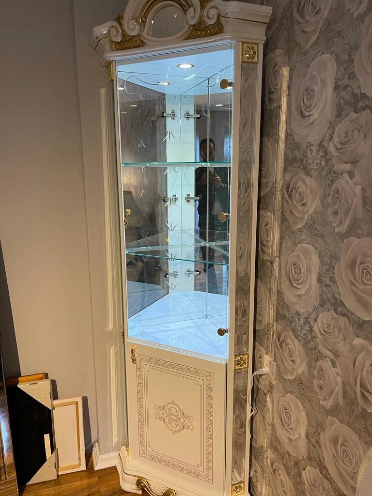 Betty Italian Black-Gold Single/Corner Door Vitrine Luxury Furniture Ben Company