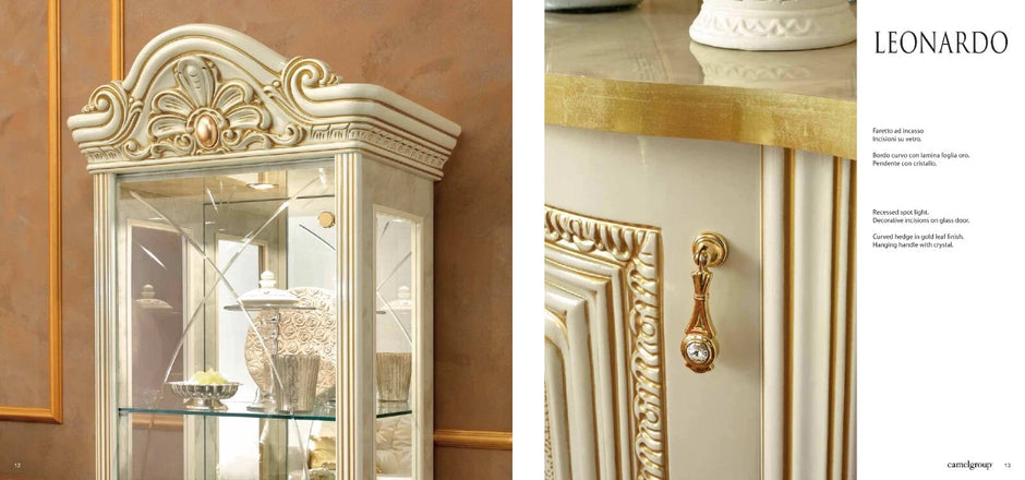 Leonardo Ivory/Gold  Round Extension Dining Set with 4 Chair Camel Group