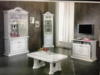 NEW VENUS ITALIAN WHITE/SILVER ITALIAN HIGH GLOSS 2 DOOR DISPLAY CABINET BEN COMPANY