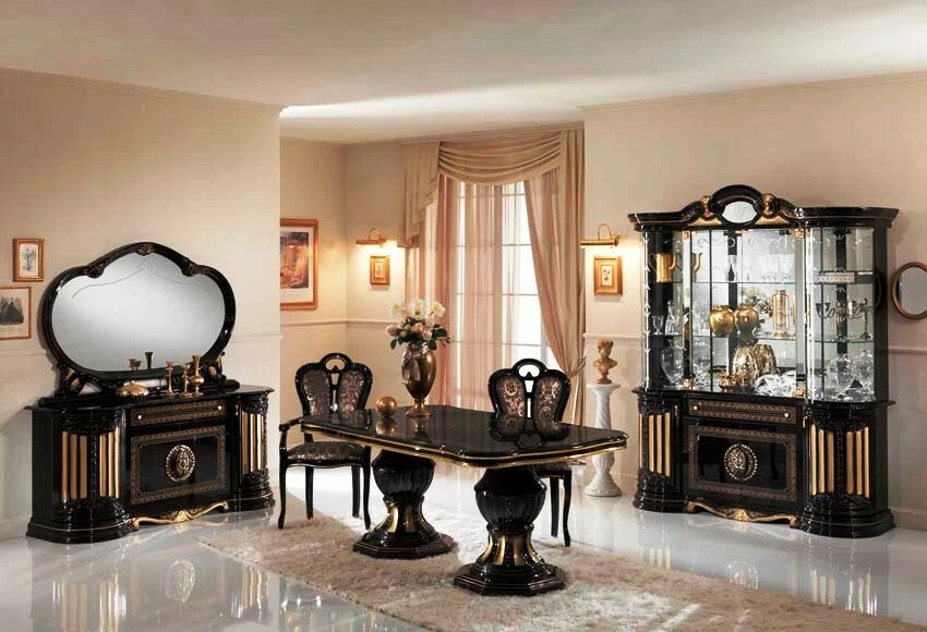 Betty Italian Black-Gold Single/Corner Door Vitrine Luxury Furniture Ben Company