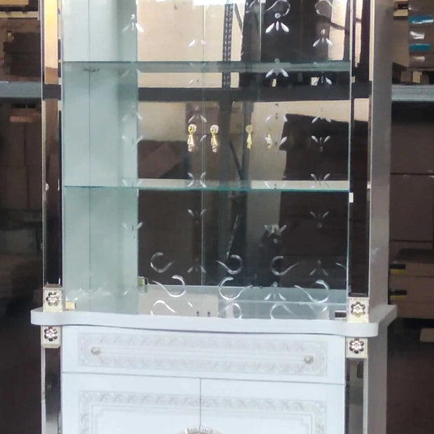 New Betty 2 Doors white/Gold Italian High Gloss Display Cabinet From Ben Company