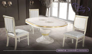 Aurora Versa Design Italian Beige /Gold Oval Ext-Dining Set + 4 Chairs H2O Design