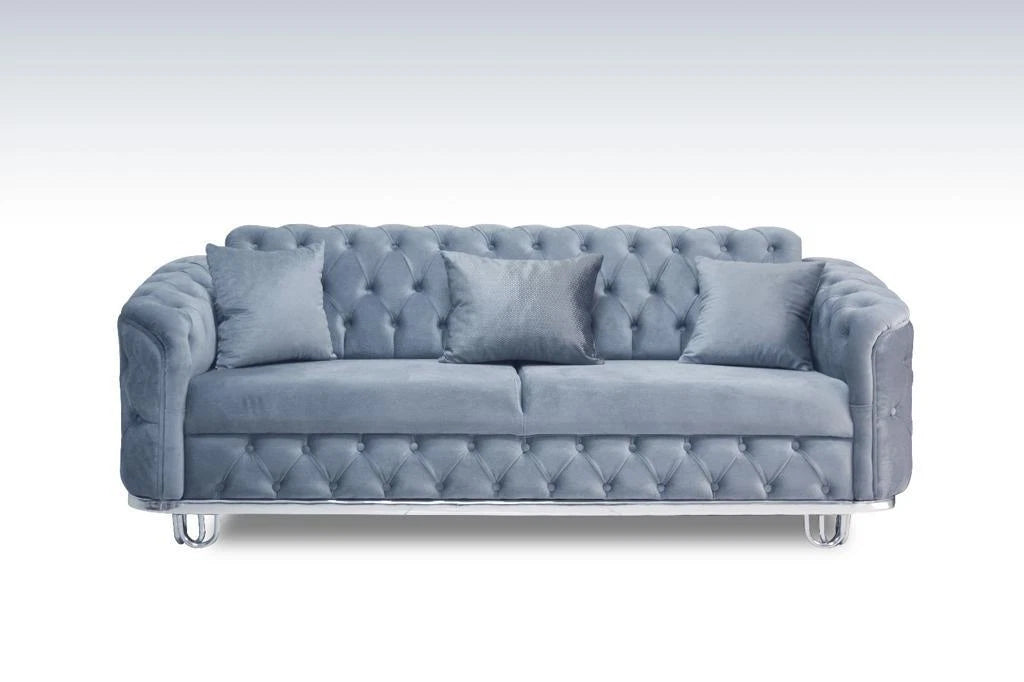 Almira Stunning Chesterfield Plush Velvet Deep Button Design Exclusive Sofa set