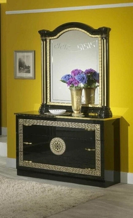 New Serena Leather Headboard Italian Bedroom Set with Dresser+Mirror+2xBedside