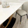 New Orion Gold Luxury Italian 1.8m White Marble Stone Dining Table +6 Chairs Set