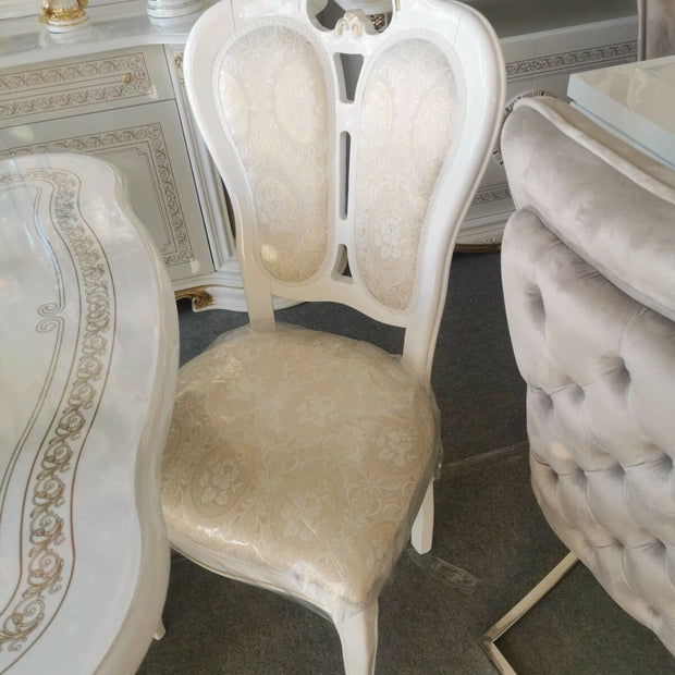 Betty Italian White/Gold Round Dining Table + 4 Chairs Set  Special Prices £1499