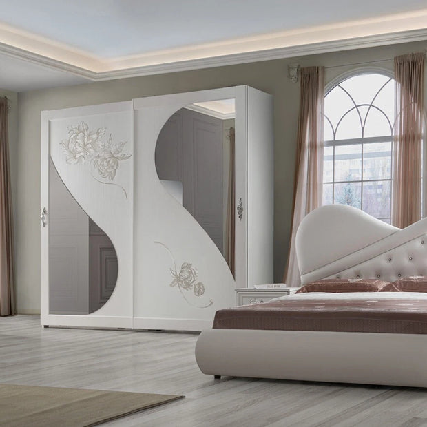 Beautiful Modern Peona Italian Bedroom Set STORAGE + LARGE SLIDING WARDROBE