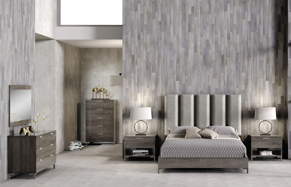 New Divina Canyon Oak Glossy Italian Bedroom 4 Door Wardrobe Set H2O Design