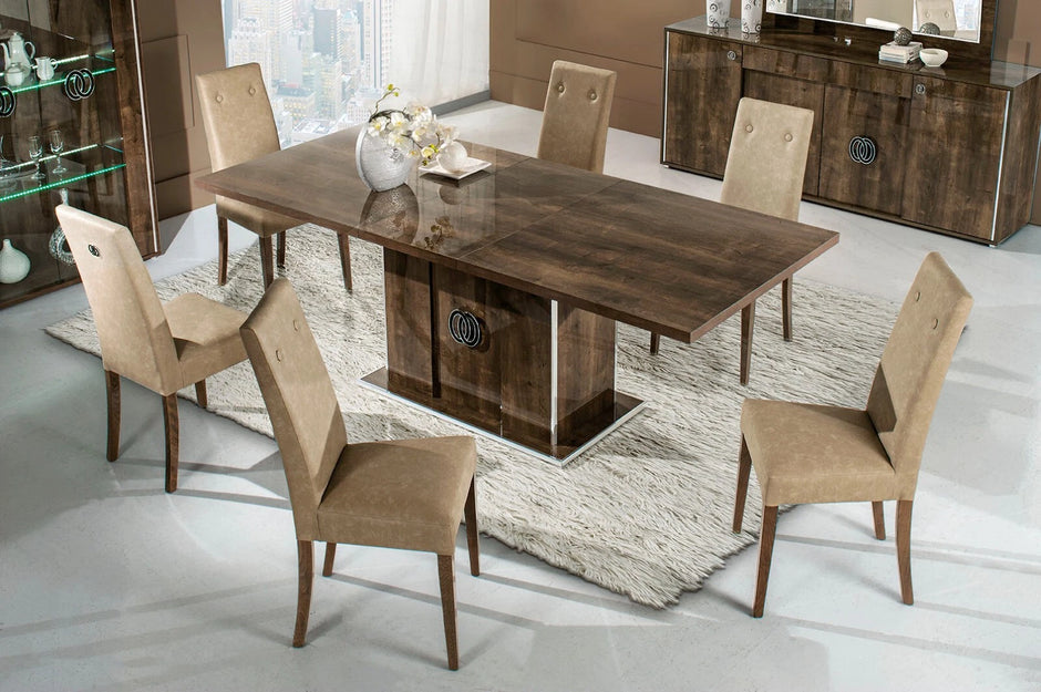 ATHEN ROVERE MONTE  H2O Design Italian High Gloss  ExT-Dining Table + 6 Chairs