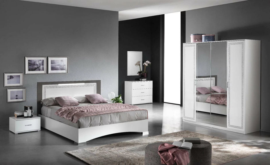 Safira High Glossy 4 Doors Italian Bedroom Set OUR PRICE £1199