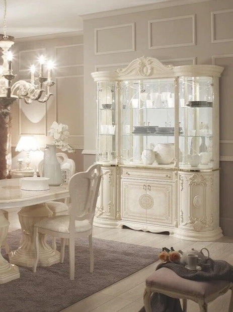 New Stunning Greta Italian 4 Door Display Cabinet Beige/Gold Tutto mobili Comp