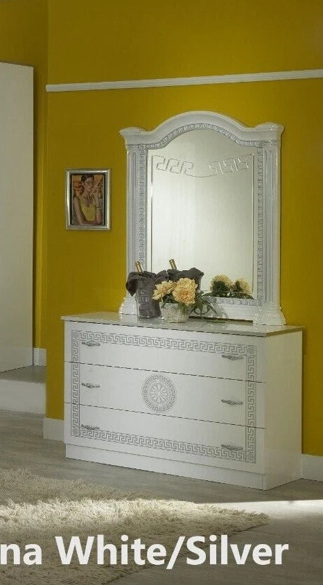 New Serena Leather Headboard Italian Bedroom Set with Dresser+Mirror+2xBedside