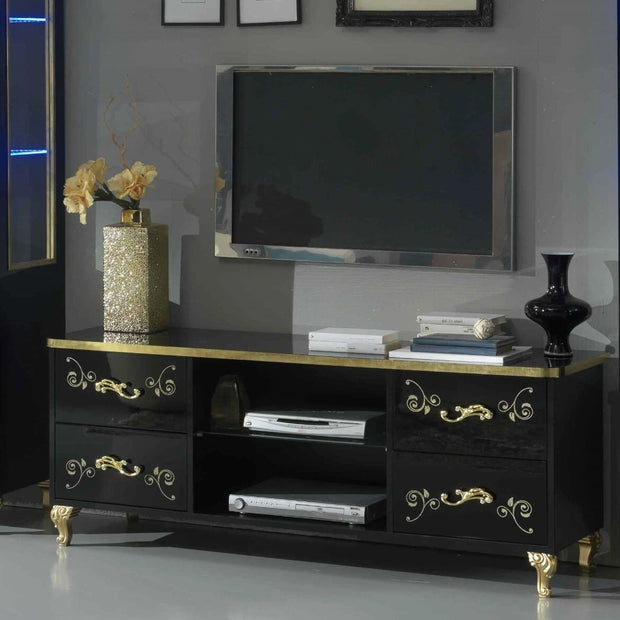 Sofia Italian Black/Gold C/Table,TV, 1 or 2 Doors Italian Furniture Ben Comp