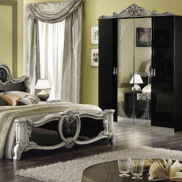 Borocco Luxury Italian 4Doors Bedroom Set In Black & Silver by Camel Group Italy