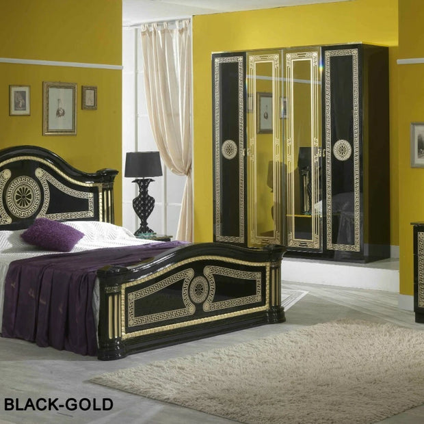 New Serena Italian Wooden Headboard with 4Doors Wardrobe Bedroom Set Ben Company