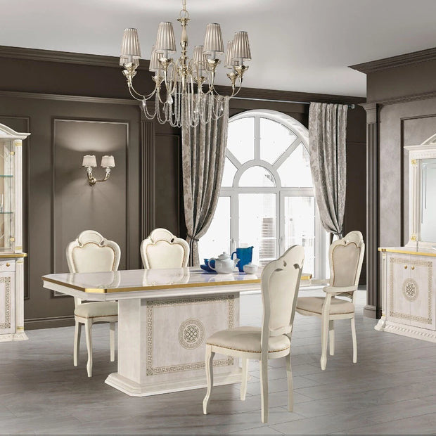 New Aurora Italian Beige /Gold  Oval Ext-Dining Set + 4 Chairs H2O Design