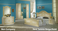 New Serena Italian Wooden Headboard with 4Doors Wardrobe Bedroom Set Ben Company