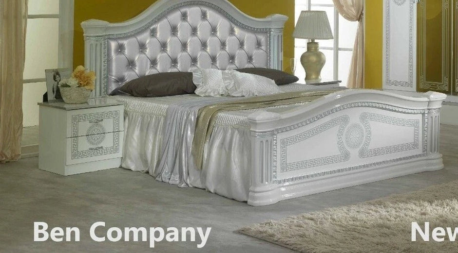 New Serena Leather Headboard Italian Bedroom Set with Dresser+Mirror+2xBedside