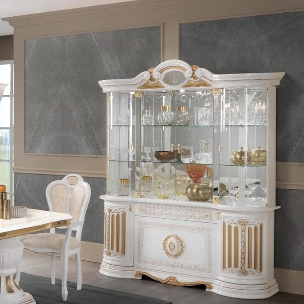 BETTY WHITE & GOLD ITALIAN HIGH GLOSS 4 DOORS VITRINE/DISPLAY UNIT BEN COMPANY