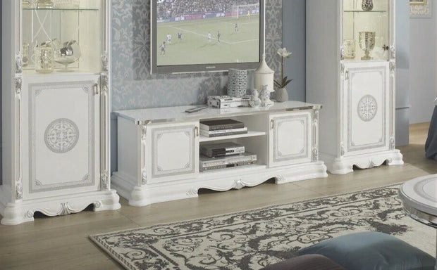 New Stunnung Greta Italian Beautiful TV Cabinet White/Silver Chrome Tutto Mobili