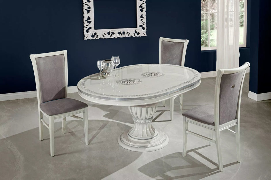 New Design Aurora Large Ext-Dining +6 Chairs Grey / Silver by H2O Design