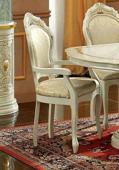 Leonardo Ivory/Gold  Round Extension Dining Set with 4 Chair Camel Group