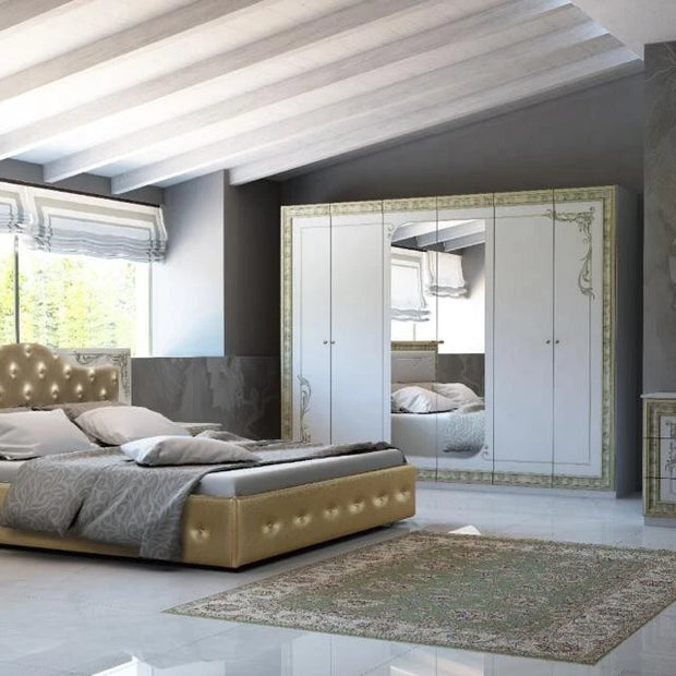 Beautiful AVA Italian Bedroom Set With Large 6 Door Wardrobe for Price of 4