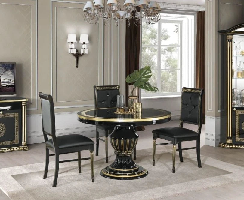 New Design Rosella Italian dining table Black/Gold With 4xChairs by H2O Design