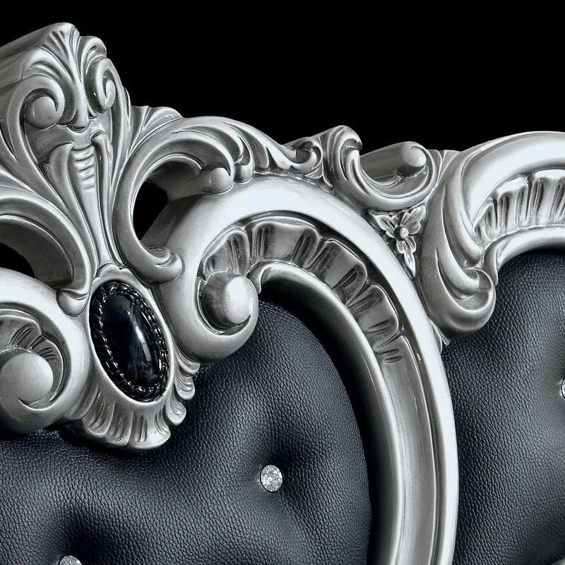 Borocco Luxury Italian 4Doors Bedroom Set In Black & Silver by Camel Group Italy