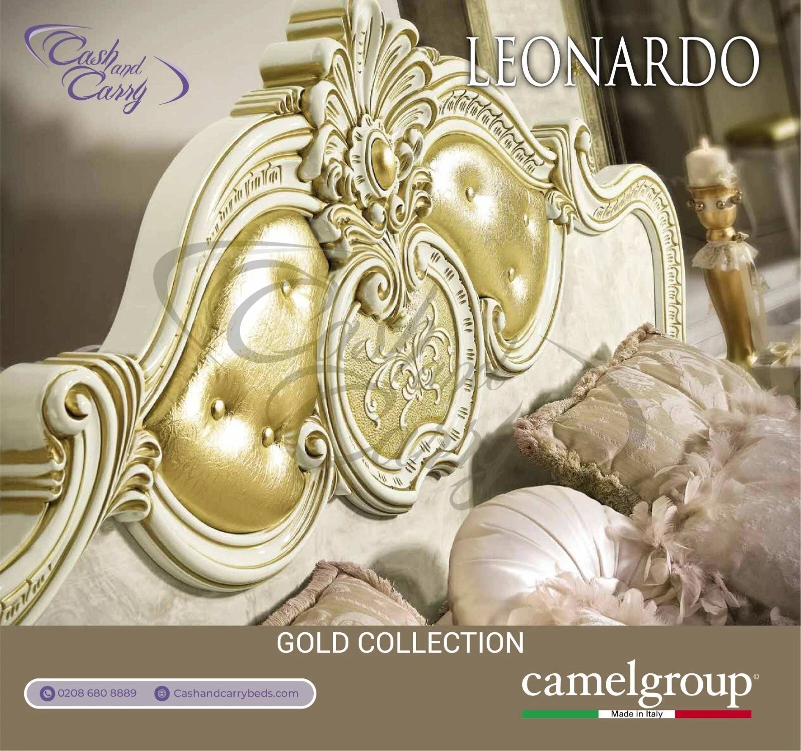 Leonardo Italian Ivory/Gold Bedroom Set or Separatly Items by Camel Group Italy