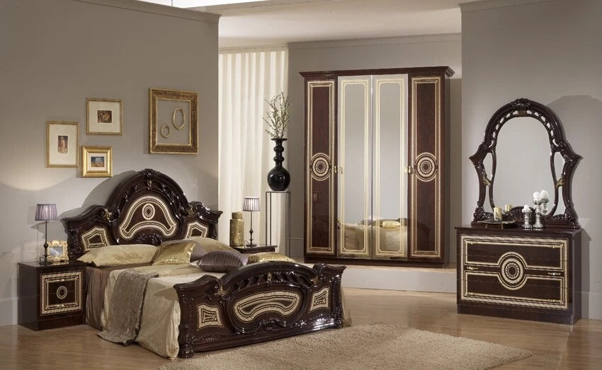 Luxury Sara 4Doors Italian High Gloss Bedroom Set Various colours by Ben Company