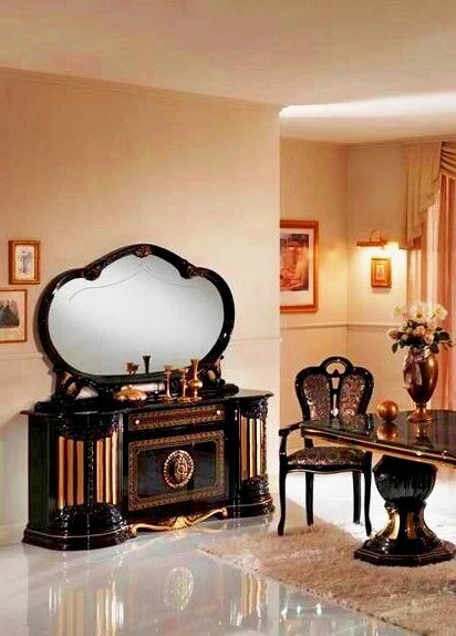 Betty Italian 4 Door Beige, White Or Black Buffet Unit + Large Mirror XMAS OFFER