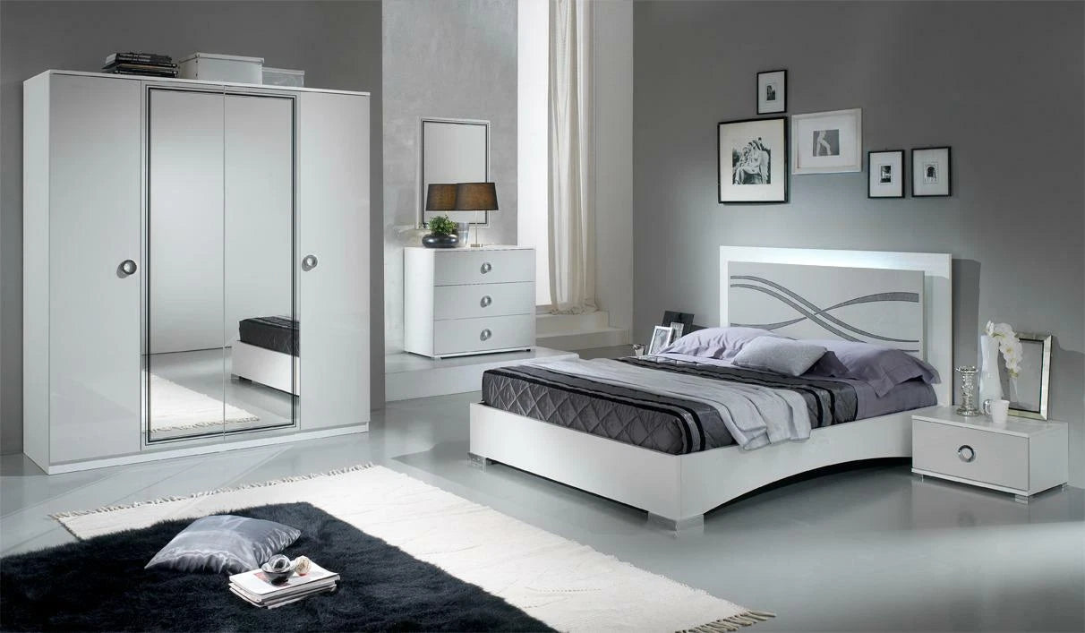 ilary High Glossy 4 Doors Italian Bedroom Set (From SanMartino Mobili Italia)