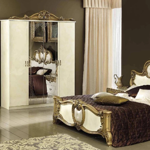 Borocco Luxury Italian 4Doors Bedroom Set In Cream & Gold by Camel Group Italian