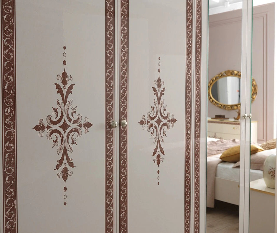New Luxury Stunning Grace Italian High Gloss Bedroom Set with 6 Doors Wardrobe