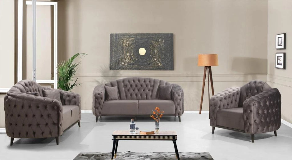 New Dora Chesterfield Plush Velvet Sofa Deep Button Design Exclusive Sofa