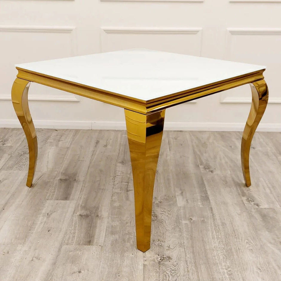 Louis Luxury Italian 1m 1.4m 1.6m 1.8m 2m White Glass Gold Dining Table