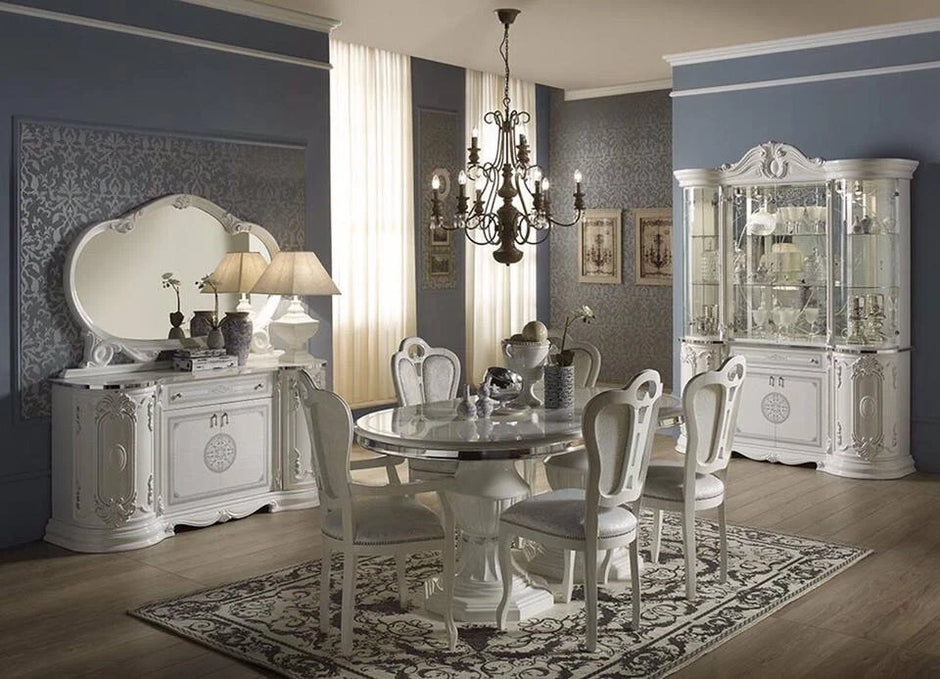 Stunning Greta Italian 4 Door Display Cabinet White/Silver Tutto mobili italy