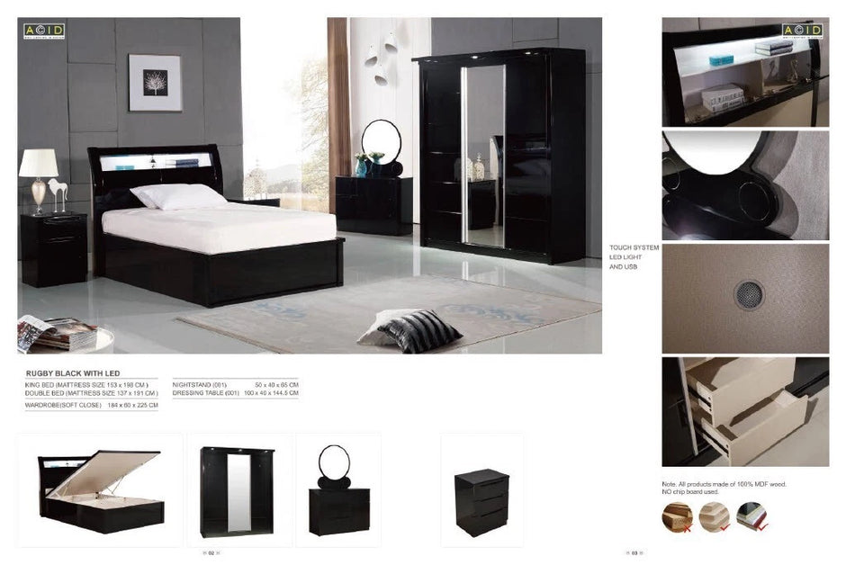 Orginial Rugby High Gloss Strong ottoman Storage Beds & Bedroom Set EASTER OFFER