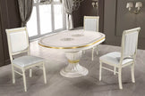 Aurora Versa Design Italian Beige /Gold Oval Ext-Dining Set + 4 Chairs H2O Design
