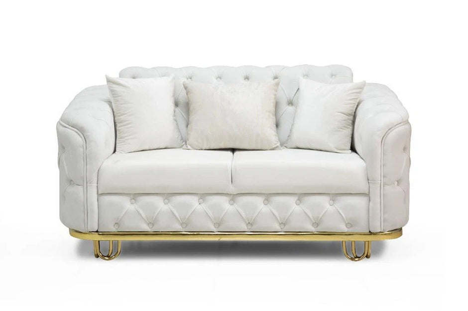 Almira Stunning Chesterfield Plush Velvet Deep Button Design Exclusive Sofa set