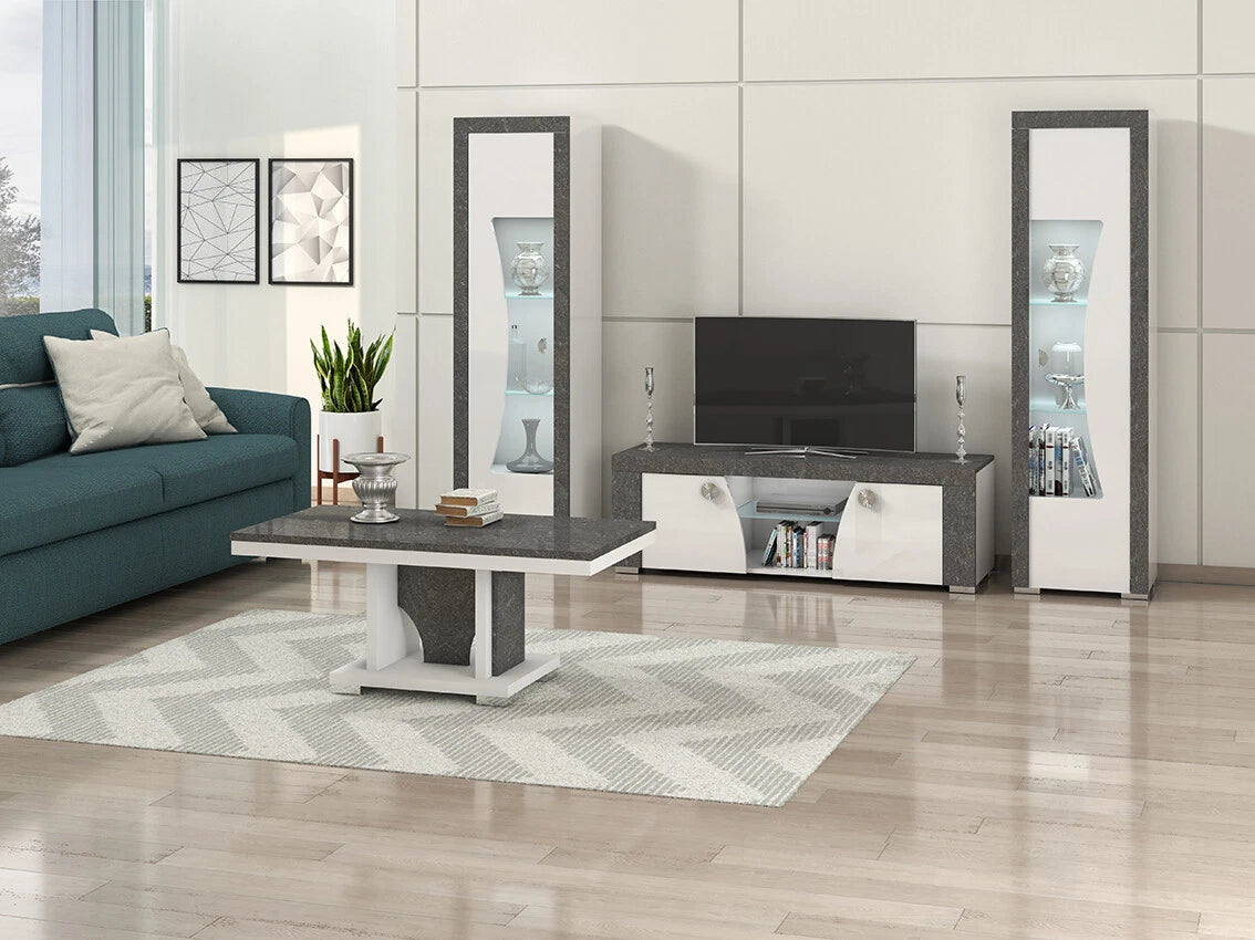 Linux Grey/White Italian H/Gloss Lounge/Living Room Furniture From San Martino