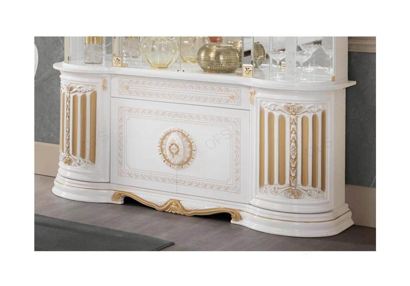 New Betty 2 Doors white/Gold Italian High Gloss Display Cabinet From Ben Company