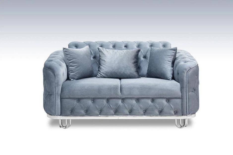Almira Stunning Chesterfield Plush Velvet Deep Button Design Exclusive Sofa set