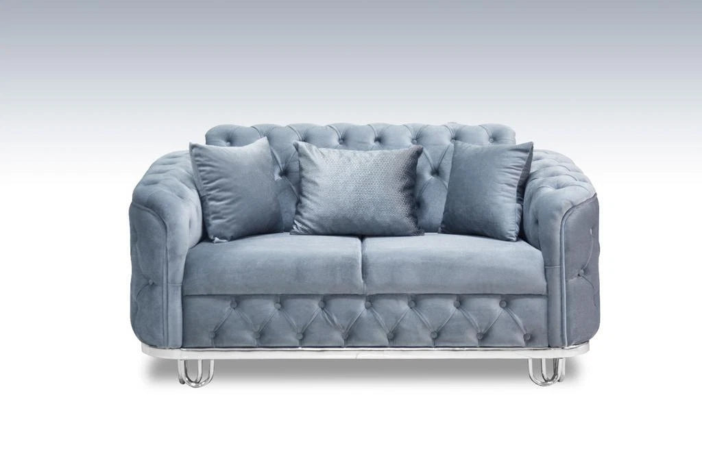 Almira Stunning Chesterfield Plush Velvet Deep Button Design Exclusive Sofa set
