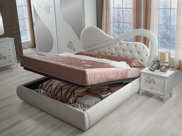 Beautiful Modern Peona Italian Bedroom Set STORAGE + LARGE SLIDING WARDROBE